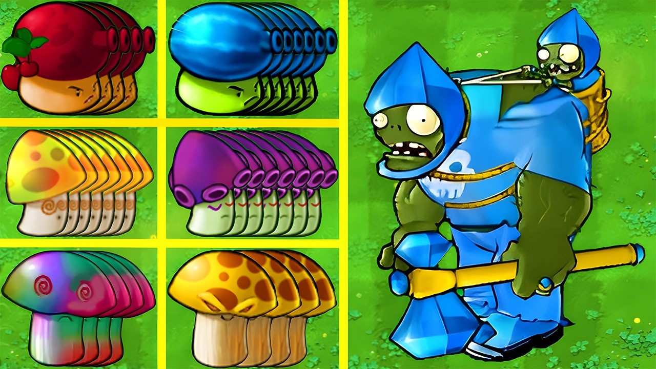 PVZ 1 Fusion Challenge | Diamond Gargantuar Zombie vs All Mushrooms Plants | Epic Battle!