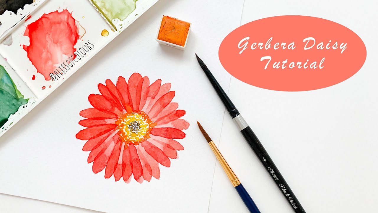 How to Paint a Simple Watercolor Gerbera Daisy