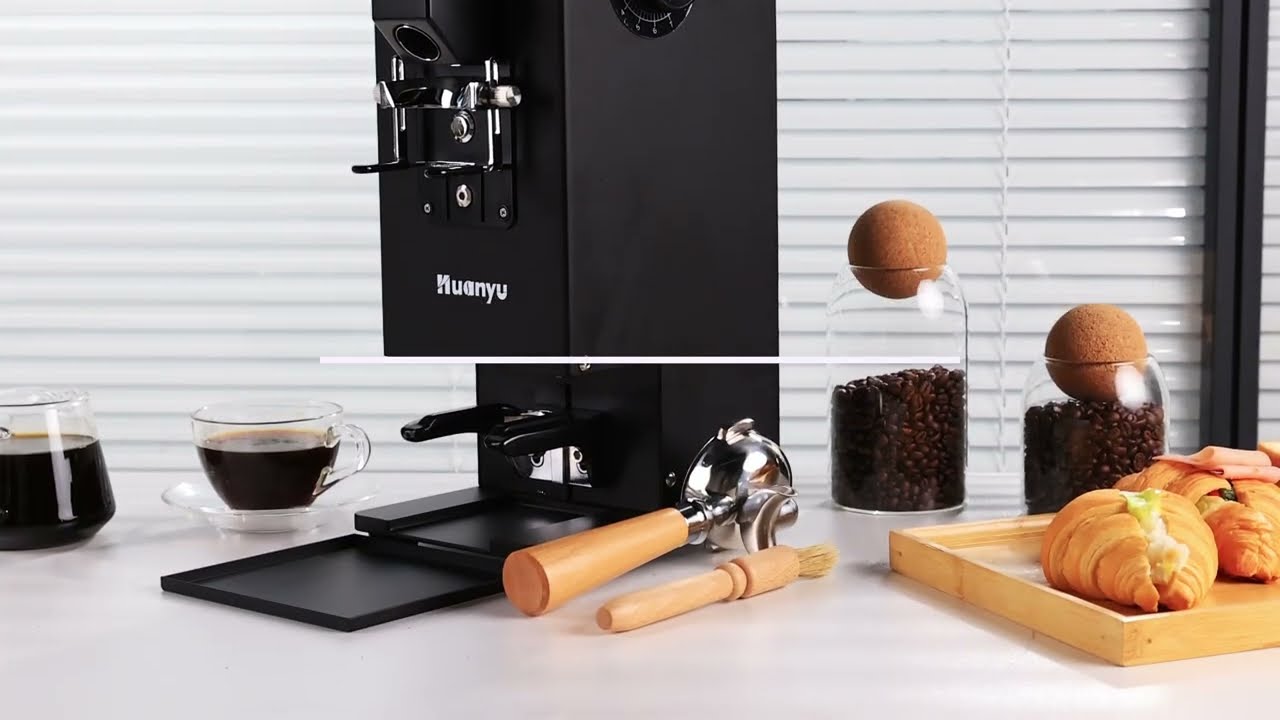 Huanyu Electric Coffee Grinder with a 58mm Built-In Auto Tamper, for Bussiness
