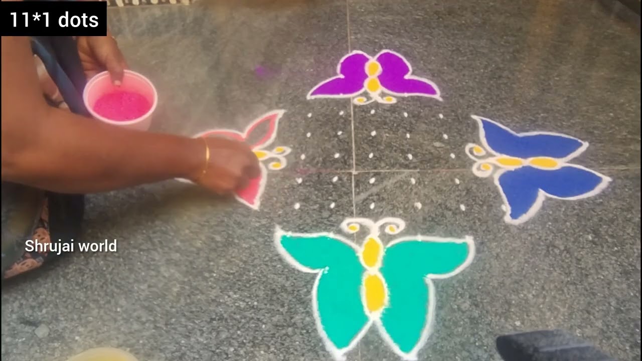 #Flying Butterfly 🦋 rangoli 💮 for pongal festival # Beautiful Butterfly 🦋 muggulu 💮 for sankranthi