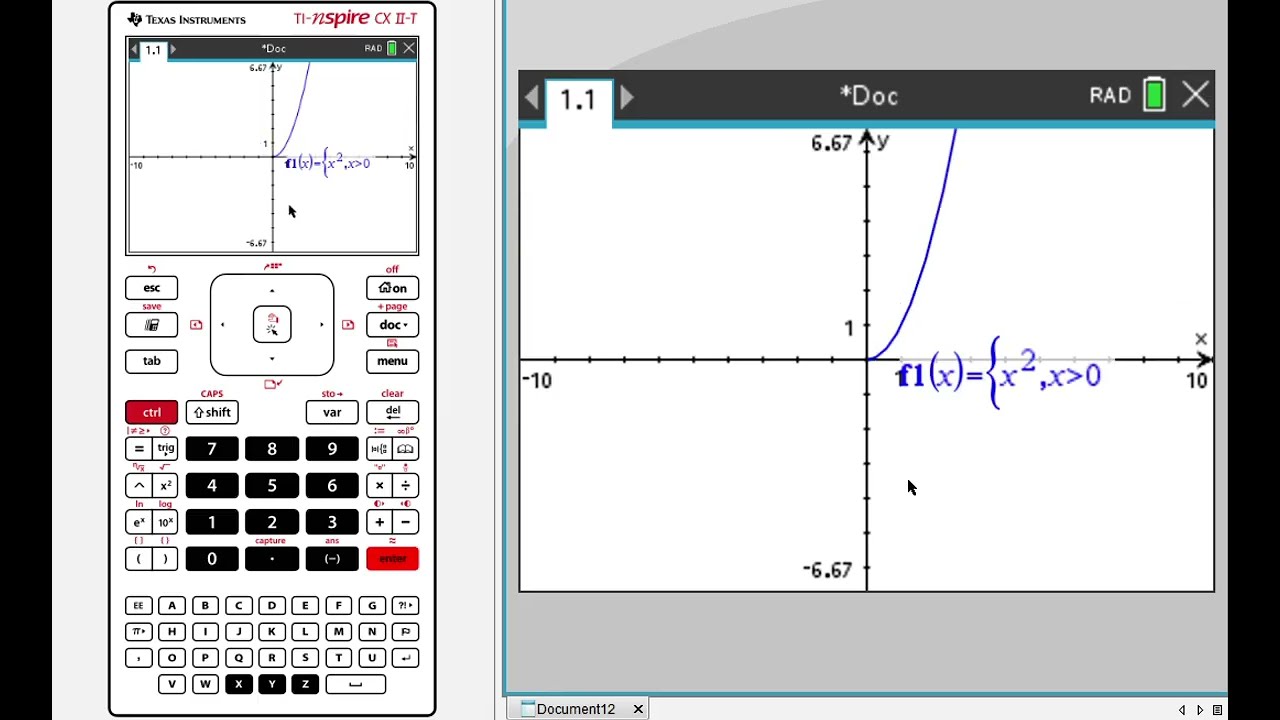 Calculator skills: Restricting domains of functions with the TI-Nspire GDC.