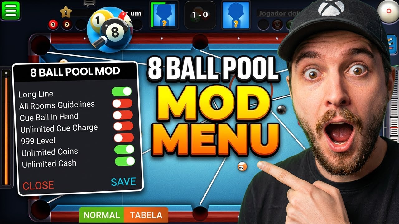 🔴 Модифицированное меню 8 Ball Pool ✅ Длинные линии, Мегасила, Неограниченное количество монет в ...