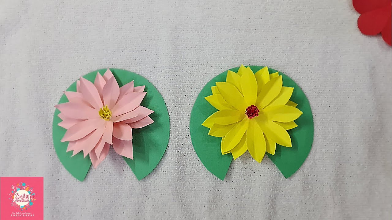 beautiful paper lotus flower making | paper lotus flower | Crafty Creations #craft #origami