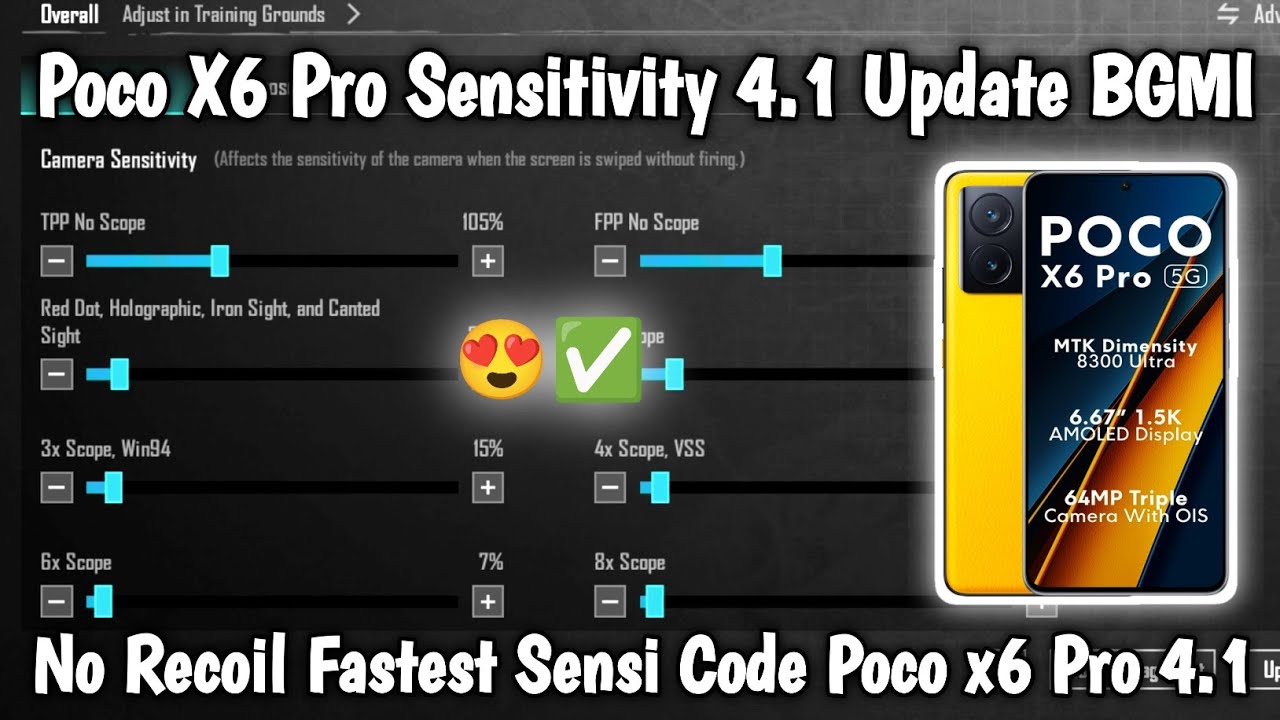 Poco X6 Pro Sensitivity 4.1 Update BGMI | No Recoil Fastest Sensi Code Poco x6 Pro 4.1