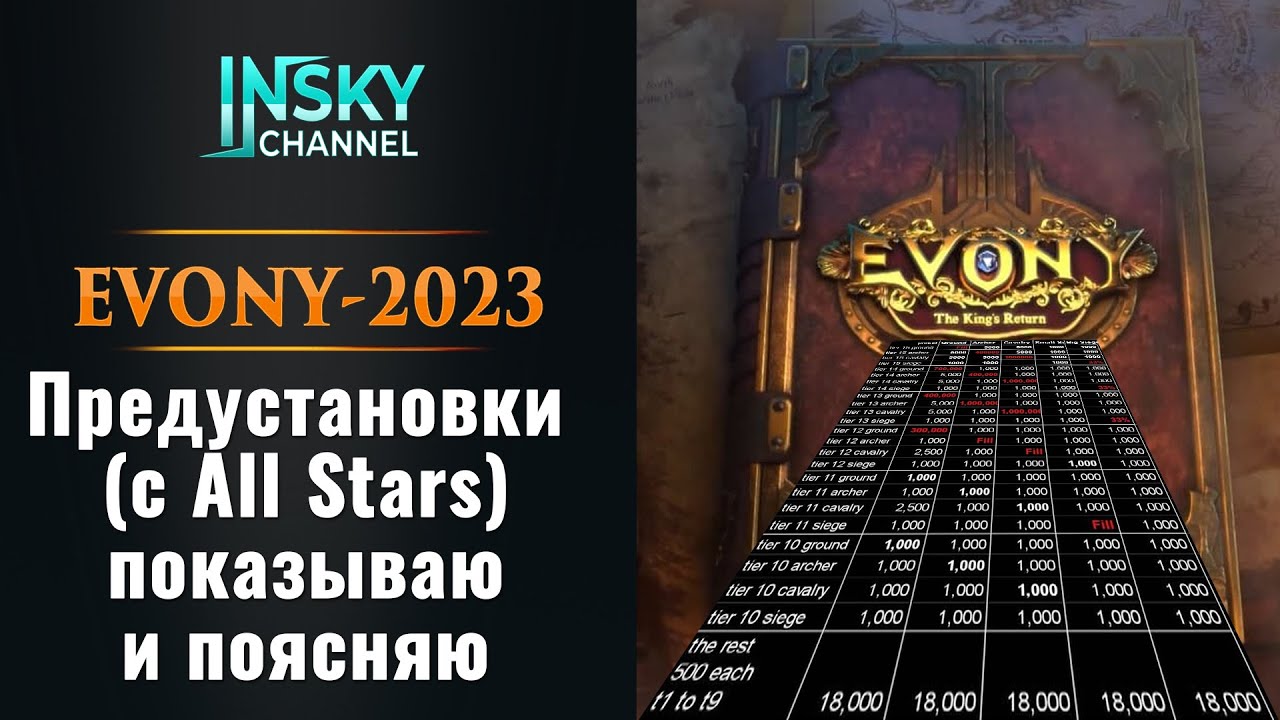 Evony - 2023. Предустановки с All Stars.