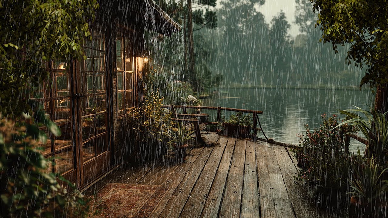 Rainy Night at the Lakeside Cabin | Soothing Rain Sounds for Sleep