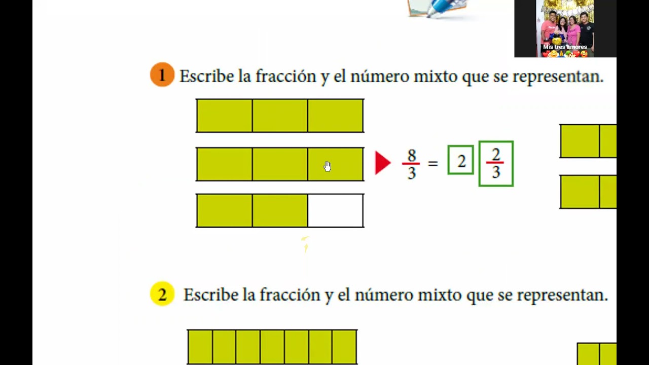Números mixtos: Elementos conversión de mixtos a fracción y viceversa - Tercer grado de primaria