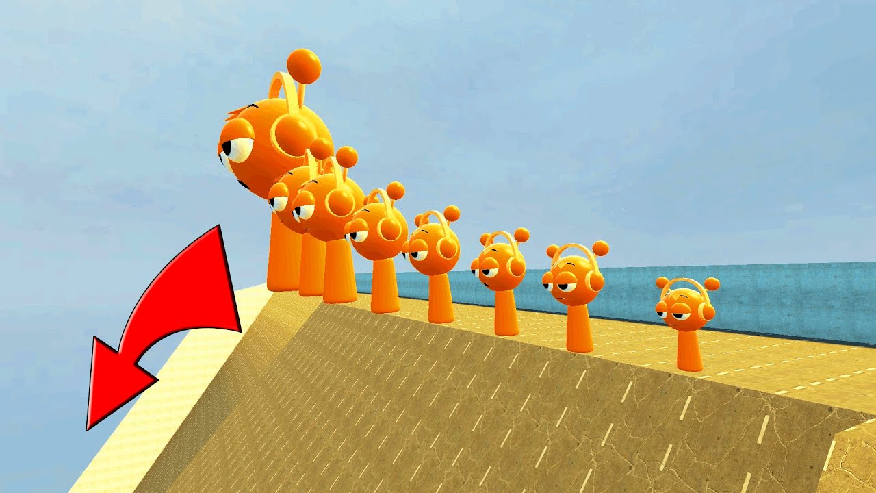 KICKING ALL SPRUNKI DOWN GIANT SLIDE IN GMOD !