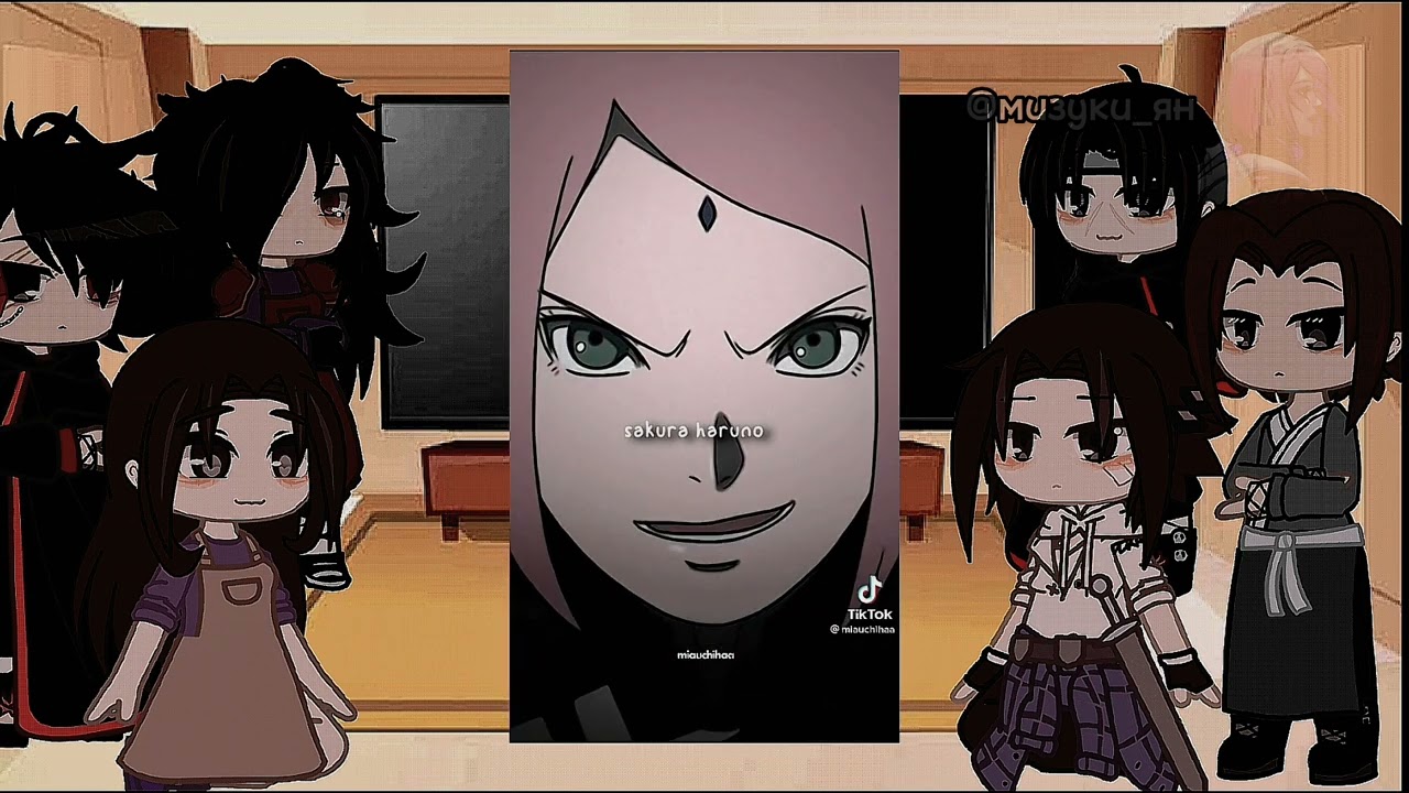 Uchiha reaction to Sakura Haruno  реакция учих на сакуру харуно 🍁🍶