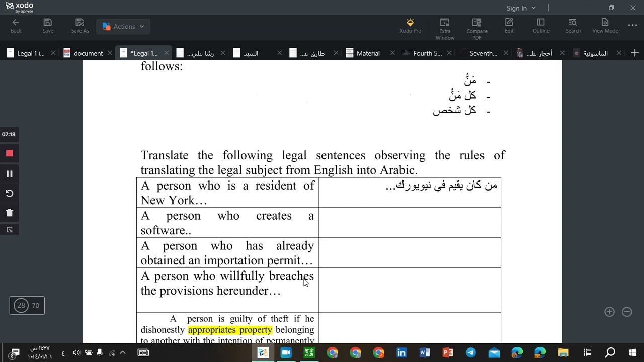 شرح دبلومة الترجمة من الجامعة الأمريكية (الماتريل القانوني المحاضرة السادسة)