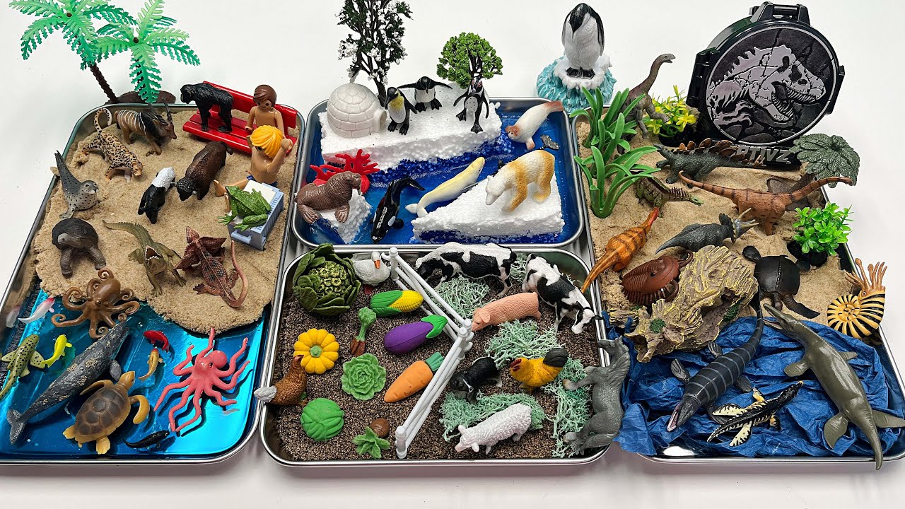 4 Mini world With Safari Dinosaur Arctic Farm