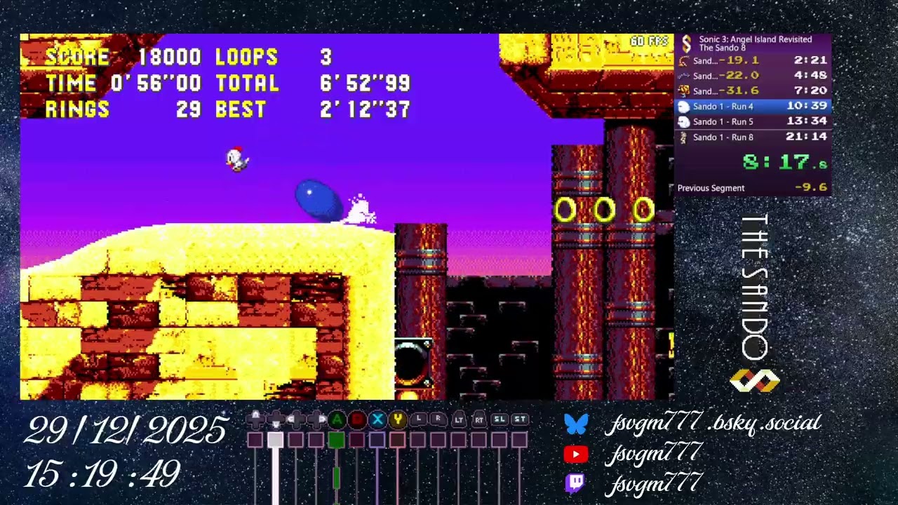 Sonic 3 A.I.R. - The Sando 8 - 19:33.5 (PB) (IGT: 18:21.64)