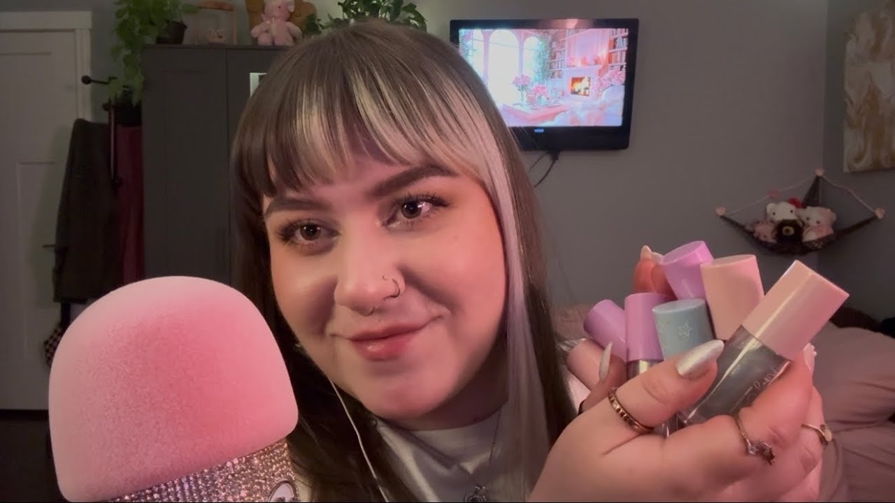 ✨ ASMR lip gloss collection 💋 lots of tapping, mouth sounds, explaining ✨
