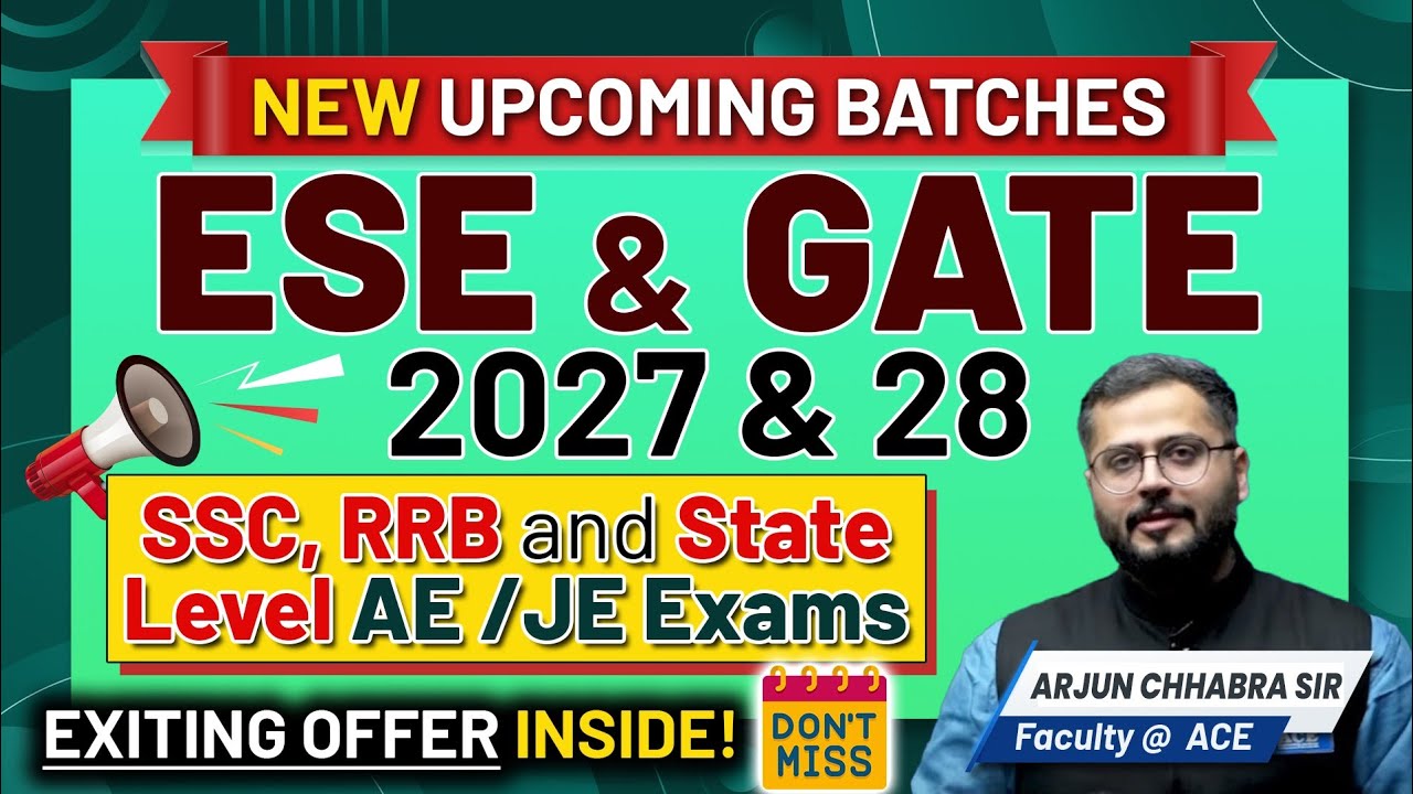 Выгодное предложение | Новые группы подготовки к экзаменам ESE и GATE 2027 и 2028 | ACE Online