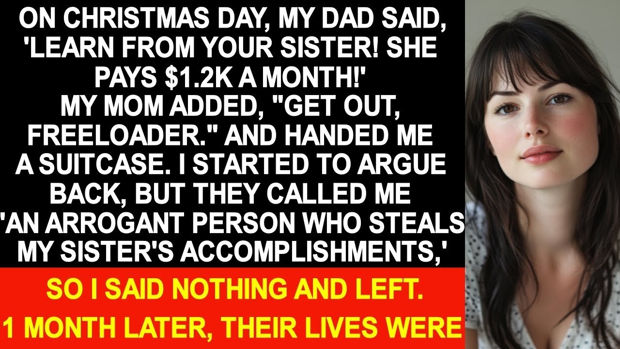 On Christmas Day, my dad  'Learn from your sister! She pays $1 2K a month!' But