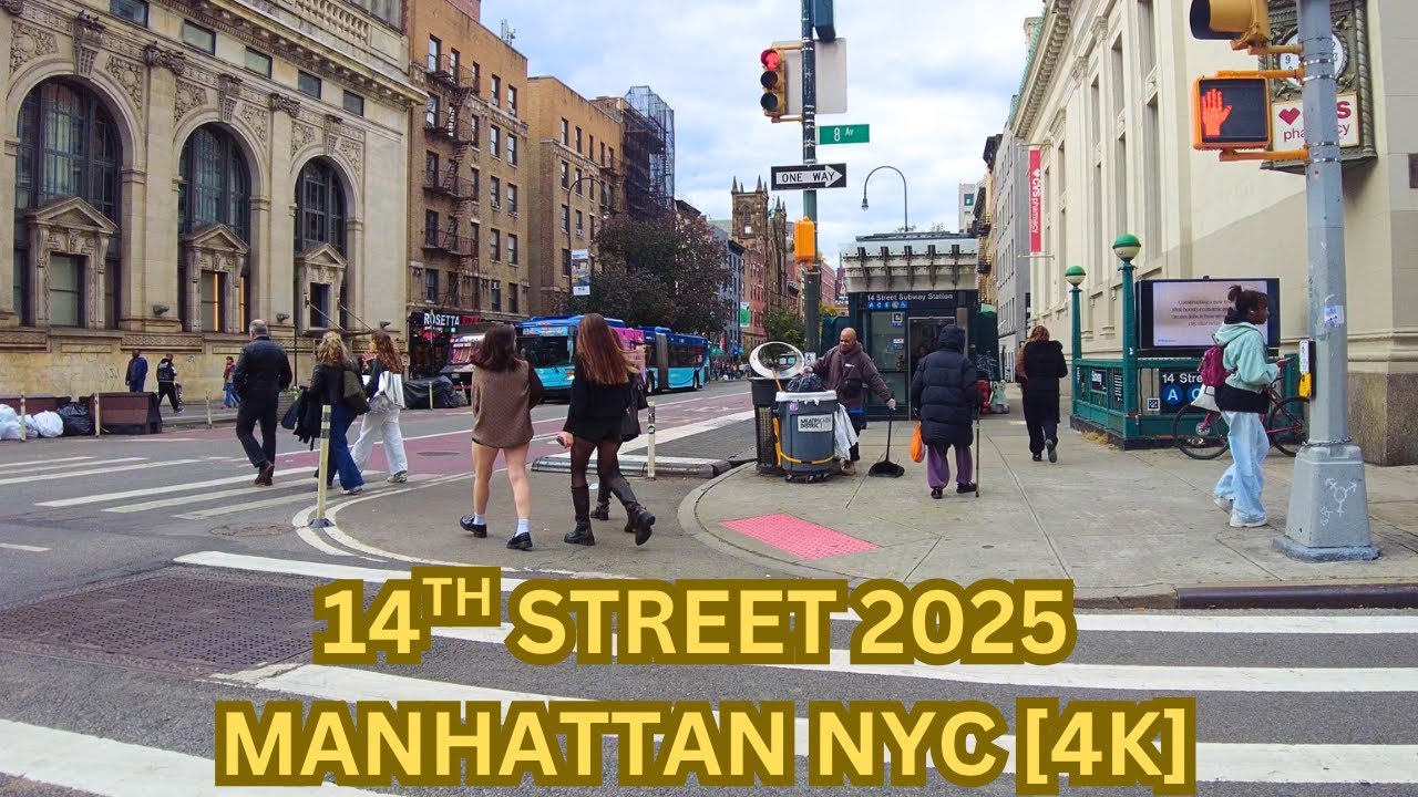 Life in 14th Street (East to West). October 2025 New York City Walking Tour 4K