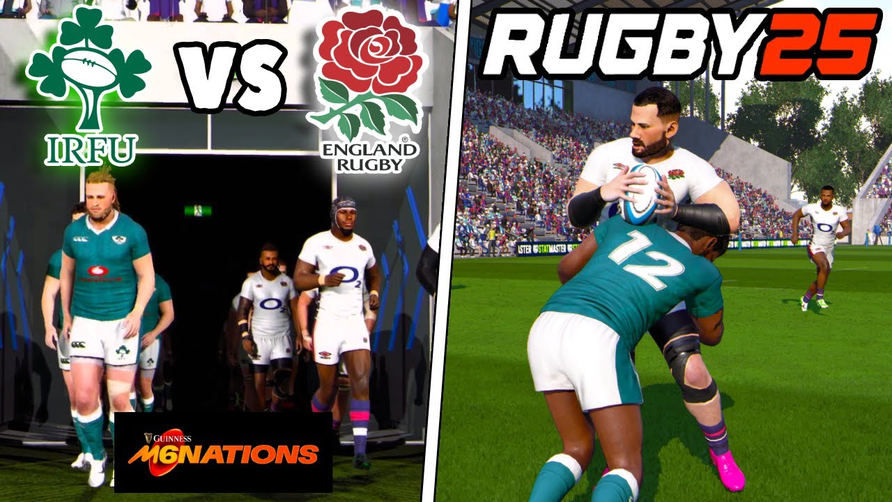 IRELAND vs ENGLAND | 6 Nations 2025 Round 1 | Rugby 25 Gameplay and Commentary Hardest Difficulty