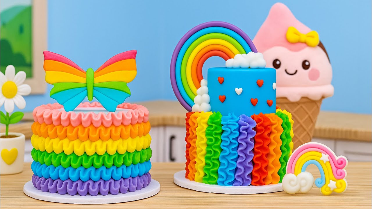Amazing 2 Super Cute Mini Rainbow Chocolate Cake Decorating🌈Step by Step Like a Real Baker✨