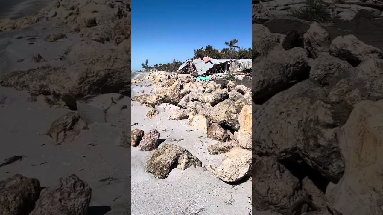 Walk down the beach Hurricane Helene  storm surge damage!￼