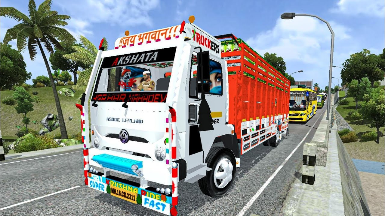 🚛 Ashok Leyland Econet Apple Loaded | 6 Chakka Indian Truck Driving 🛣️ | BUSSID