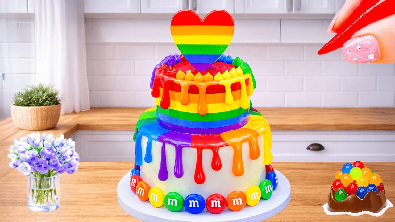 Mini Rainbow Chocolate Drip Cake 🌈Miniature Rainbow Cake Decorating Ideas  by Sweet Cakes