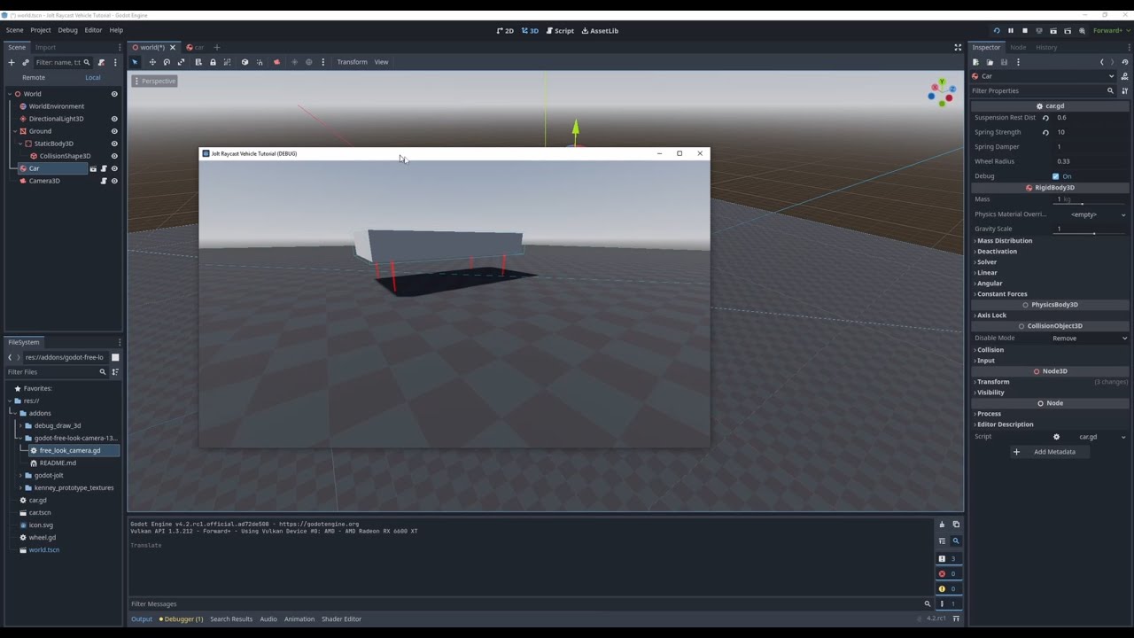 Raycast vehicle in godot using Jolt Physics Part 1(Suspension)