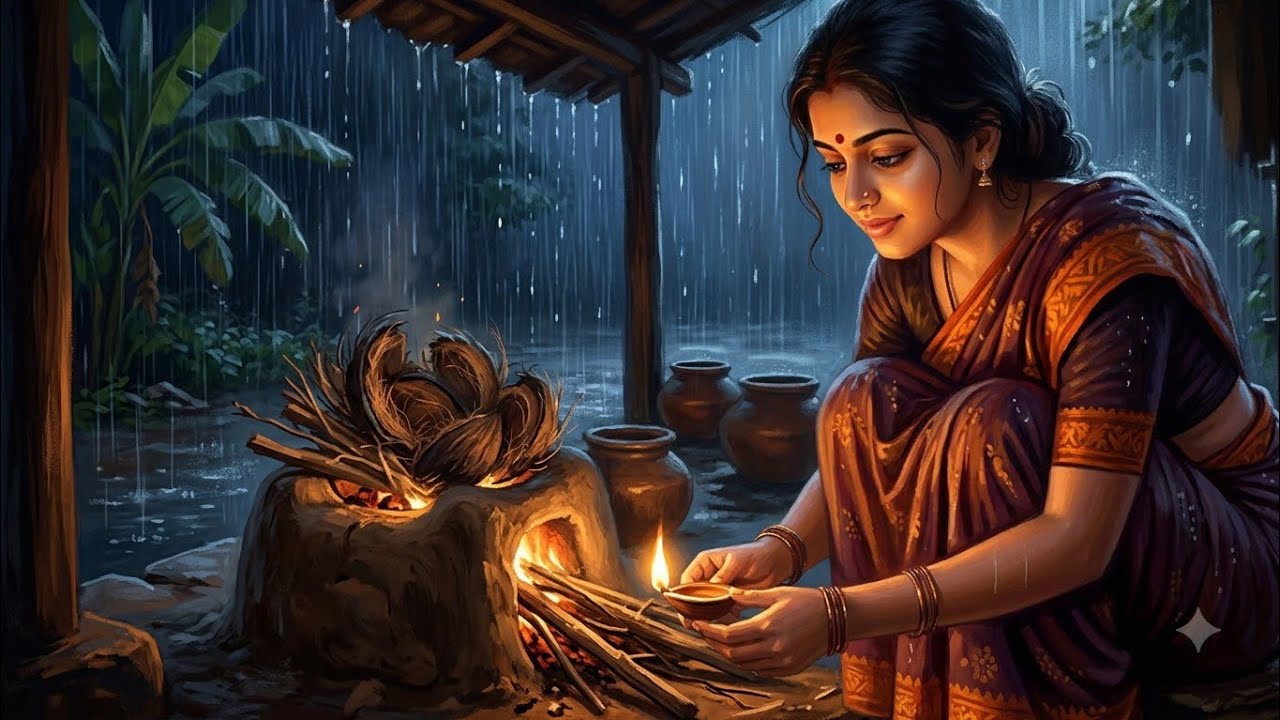  🥶 🌧️ 90s Rainy Day Memories In Indian Hill Village| #Ghibli Style ASMR Video 