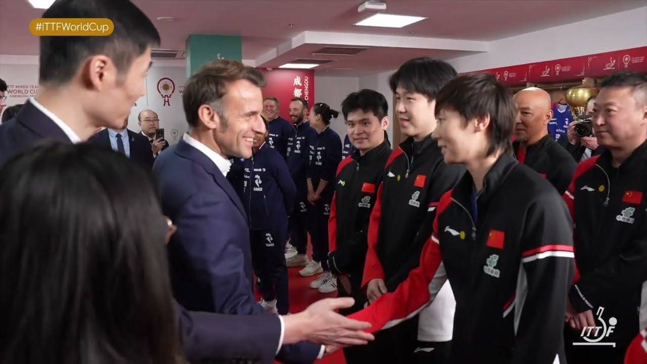 French President Emmanuel Macron Visits the ITTF Mixed Team World Cup Chengdu 2025