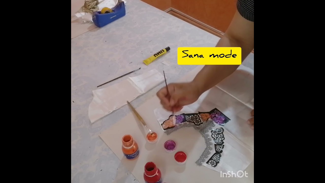 اجي نو يك فين تستعملي لصاق الحنة😜pinture sur Caftan  🎨