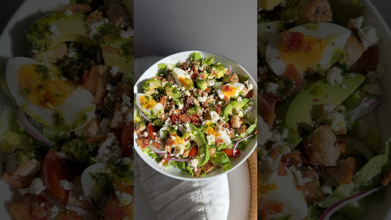 Chicken Cobb Salad with Cilantro Honey Lime Dressing 🥗 #food #foodshorts #shorts #cooking