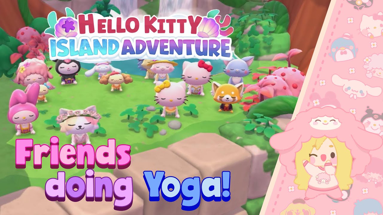 Look lots of friends cuties together doing yoga | Hello Kitty Island Adventure #hellokitty #sanrio