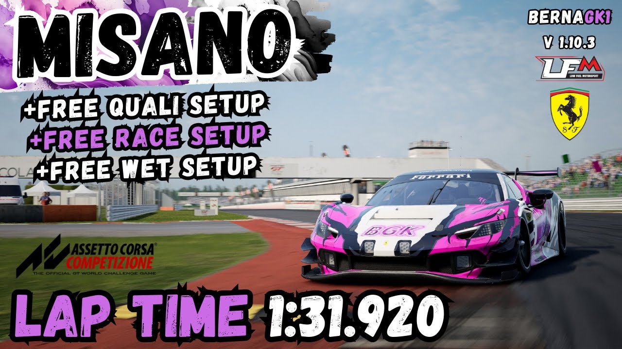 FERRARI 296 GT3 | MISANO 1:31.920 | HOTLAP + FREE SETUP | ACC