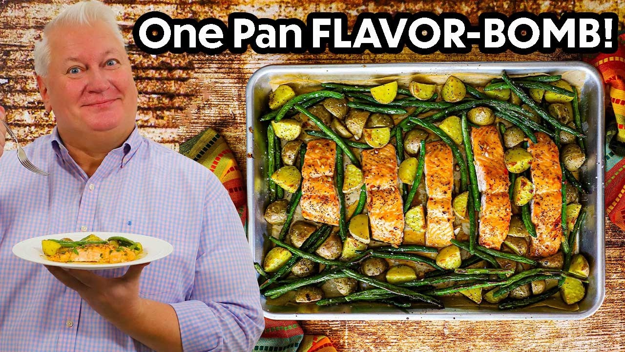 Salmon with Roasted Potatoes and Green Beans - The Best Sheet Pan Dinner