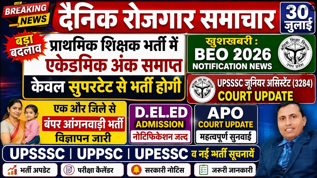 बड़ा बदलावः प्राथमिक शिक्षक भर्ती से एकेडमिक हटा BEO 2026 NOTIFICATION UPPSC UPESSC TGT PGT VACANCY 