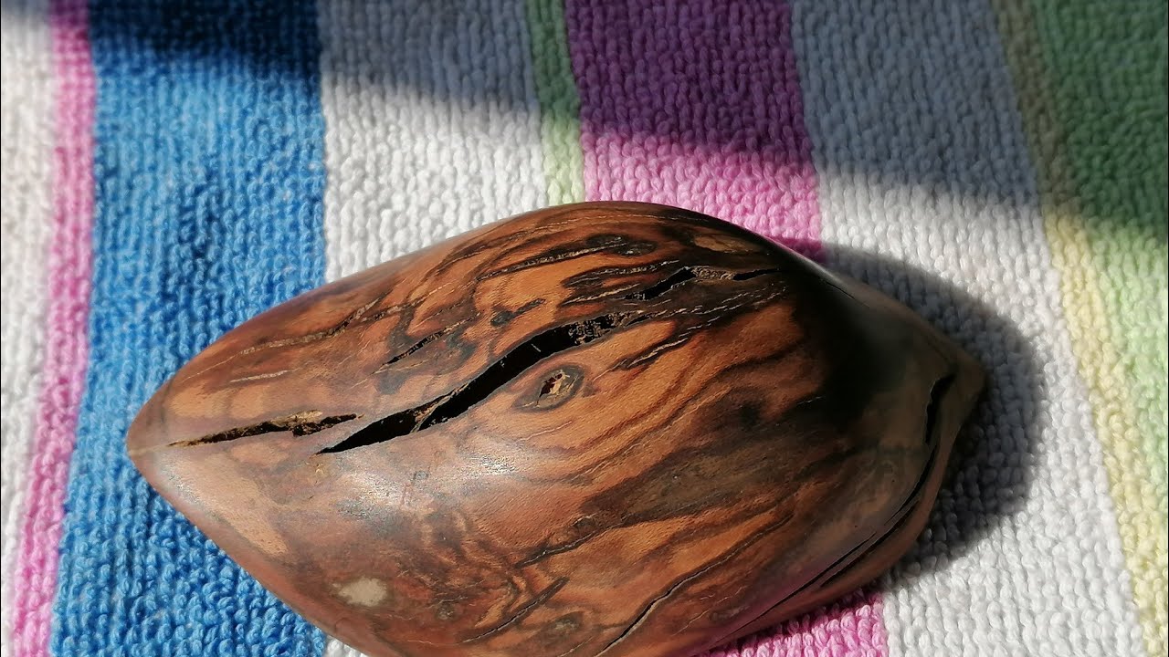 Druidenei fertig geschliffen, schaut beim ölen zu