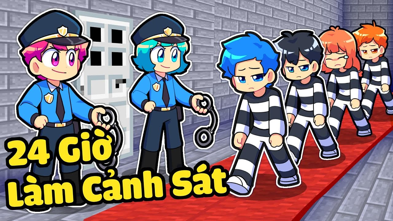 Hiha Thử Thách 24 Giờ Trở Thành Cánh Sát Và Bắt Làng Sinh Tố Trong Minecraft 🤣🤪
