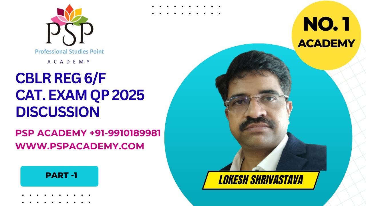 Customs Broker Reg 6/CHA/F Card Question Paper March  2025 Part 1,  by PSP Academy  9910189981