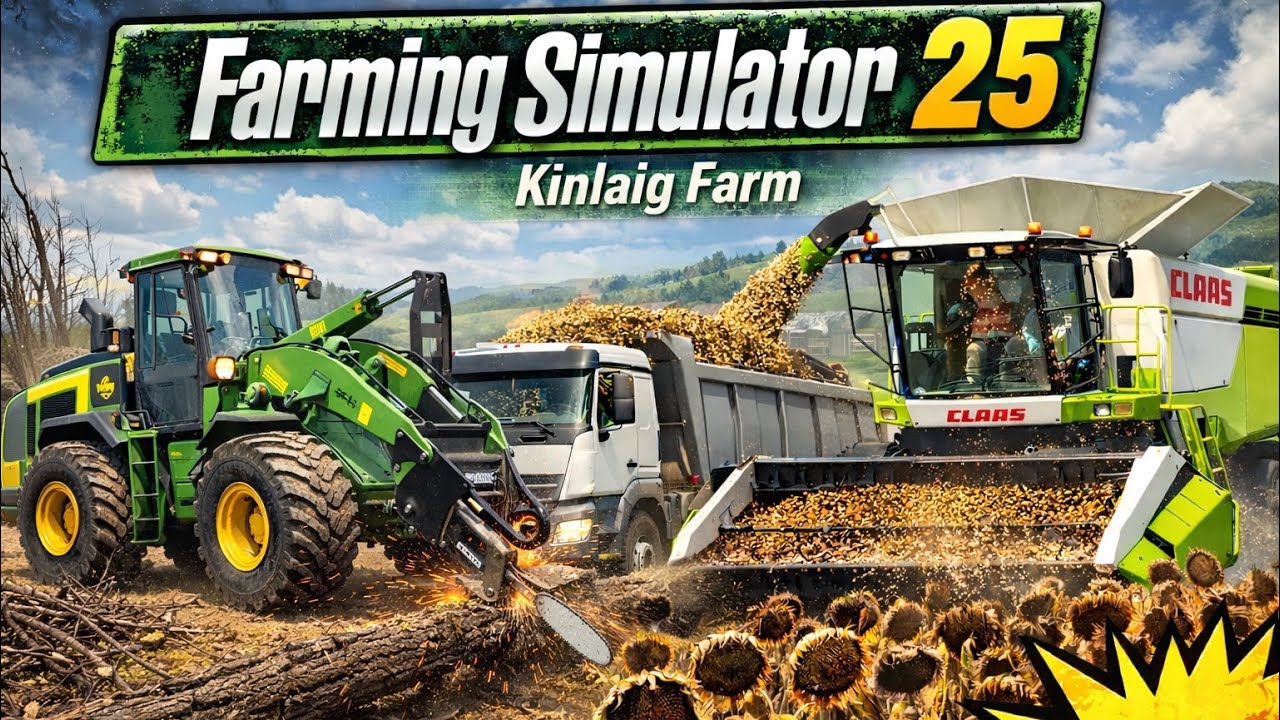 INSANE Sunflower Harvest & Dead Tree Cutting! 🌻🚜 Farming Simulator 25 | Kinlaig Farm | FS25 Gameplay
