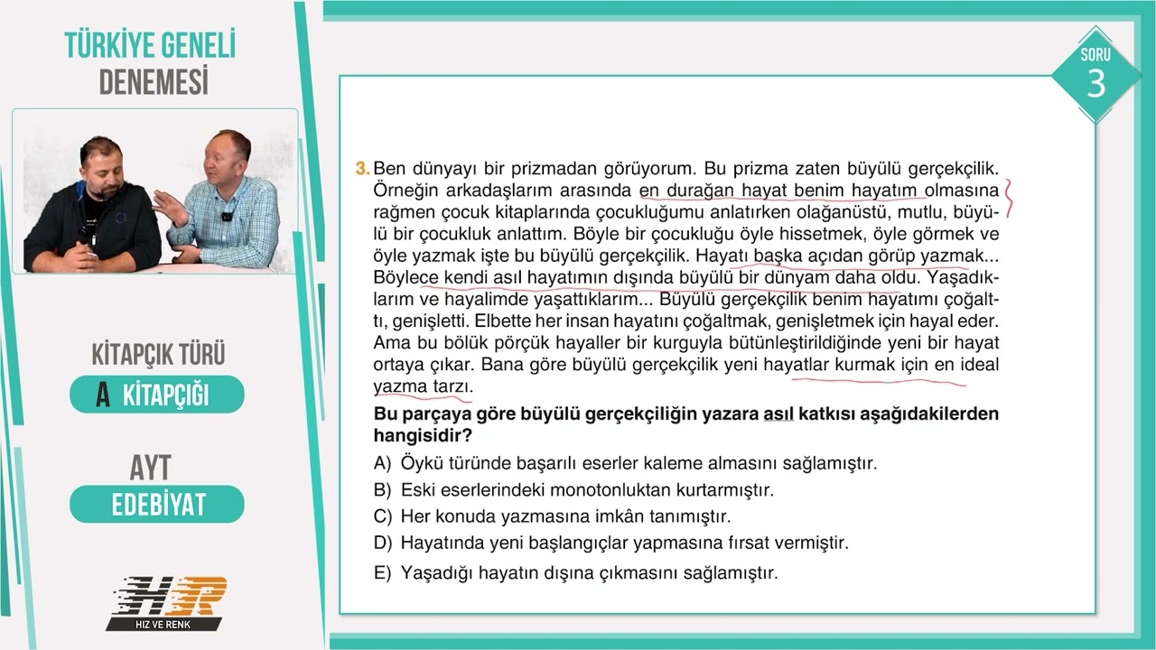 AYT TDE-SOSYAL BİLİMLER-1-HIZ & RENK YAYINLARI TÜRKİYE GENELİ DENEME SINAVI A KİTAPÇIĞI(1-40SORULAR)