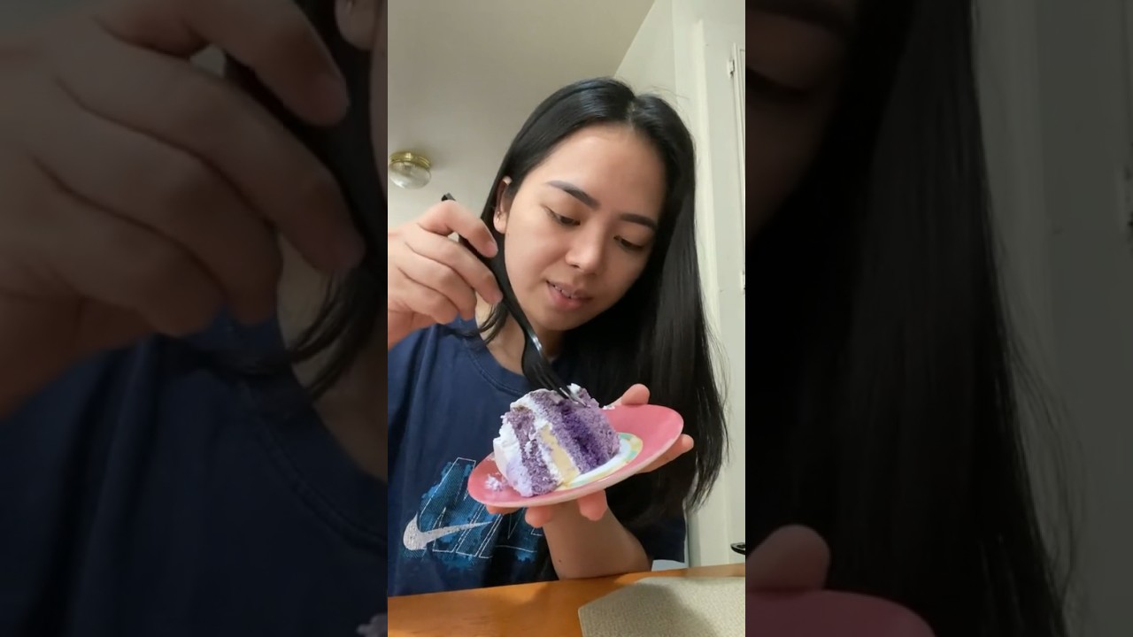 Trying out 85 degrees ube cake 🍰 #ubecake #ube #tastetest #85degrees