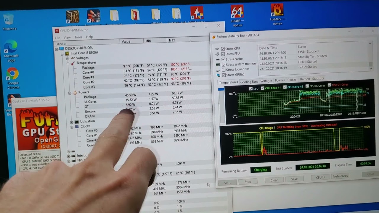 Готов! Dell G3 3579 (i5-8300 vs GTX 1050Ti). Борьба с 60Вт пакетом и перегревами от производителя