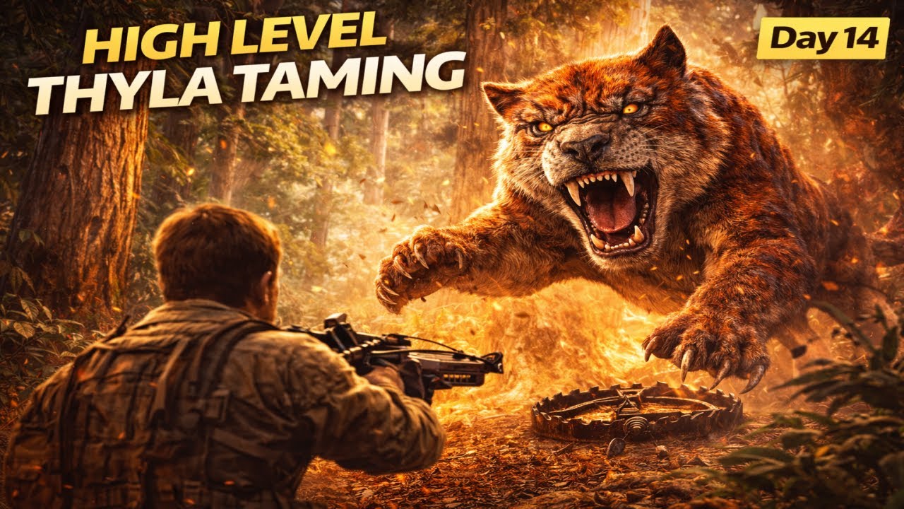 Day 14 | High Level Thylacoleo Tamed, Now Cave 🐆 | ARK Survival Ascended Official PvE | Game ON