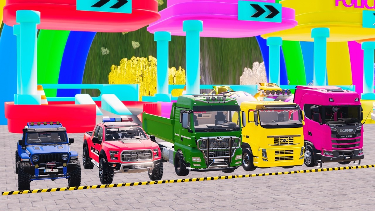 Flatbed McQueen | Transportation with Truck – Color Cars Challenge #27