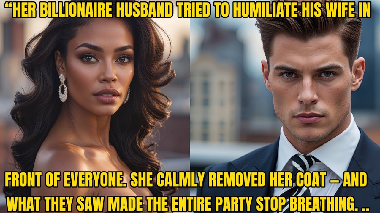 “Her Billionaire Husband Mocked Her Publicly… Then She Took Off Her Coat, and the Entire Mansion