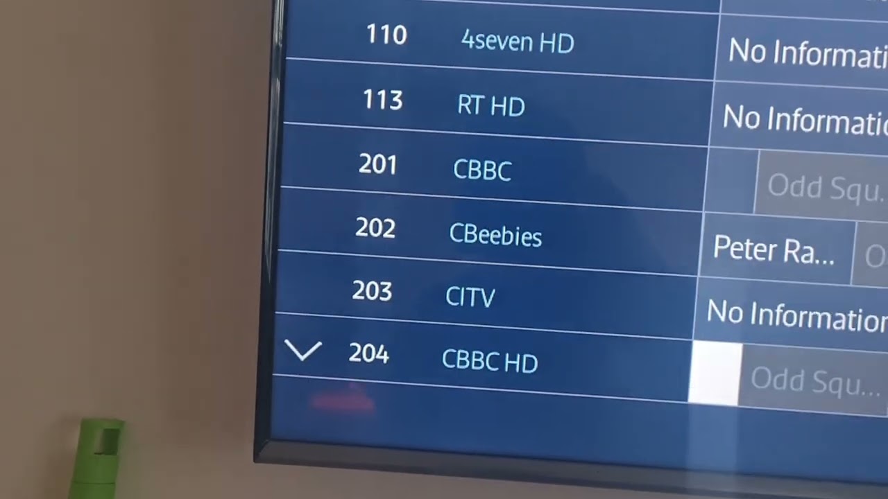 Scrolling through the channels on my Freeview TV
