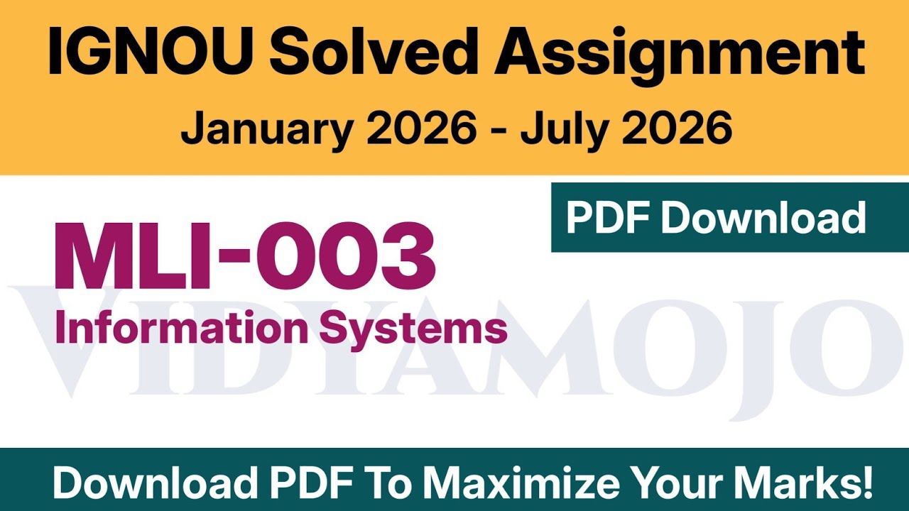 IGNOU MLI 003 Solved Assignment 2026 PDF Download | IGNOU PGDLAN