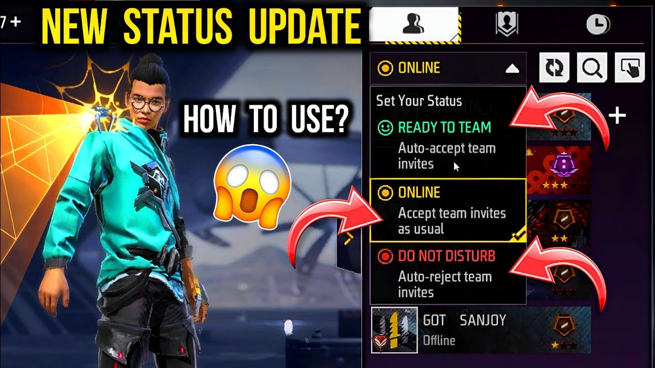 New Status System - How to Use? Ready To Team, Online & Do Not Disturb | Free Fire Status