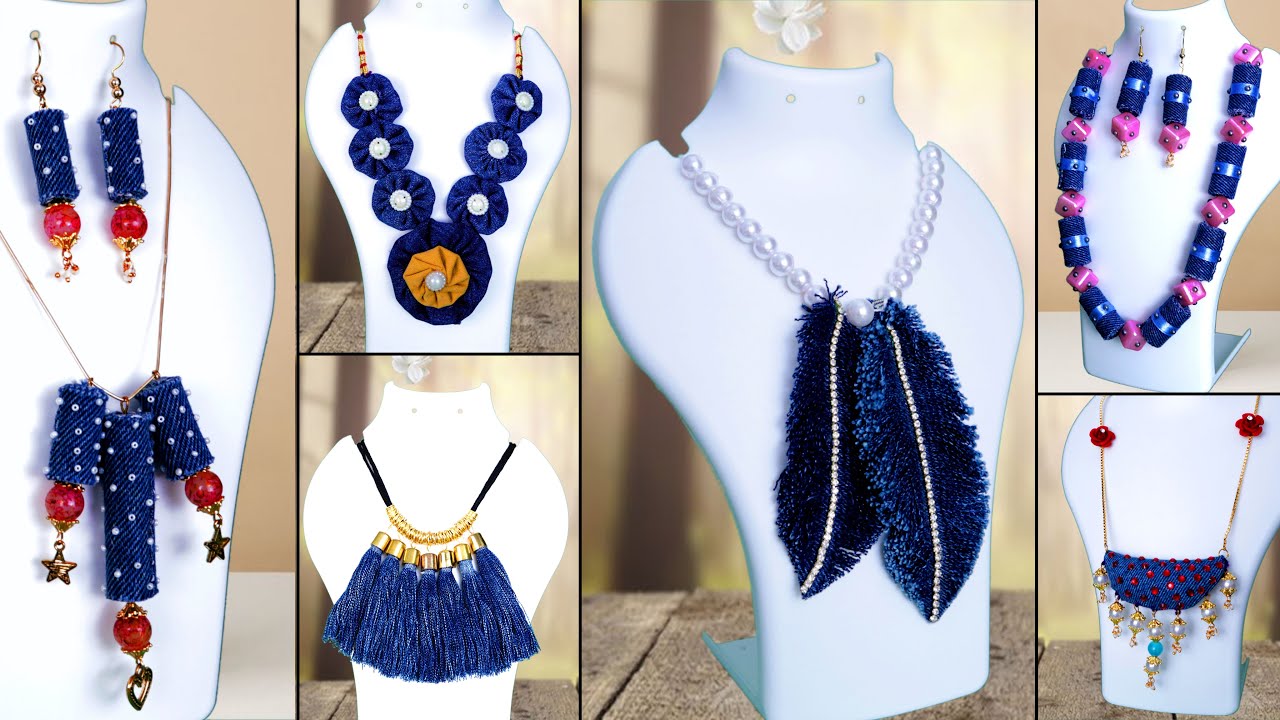 8 Jeans Jewelry  Making !! DIY How to Make Old Clothe Necklace Ideas || Handmade Things