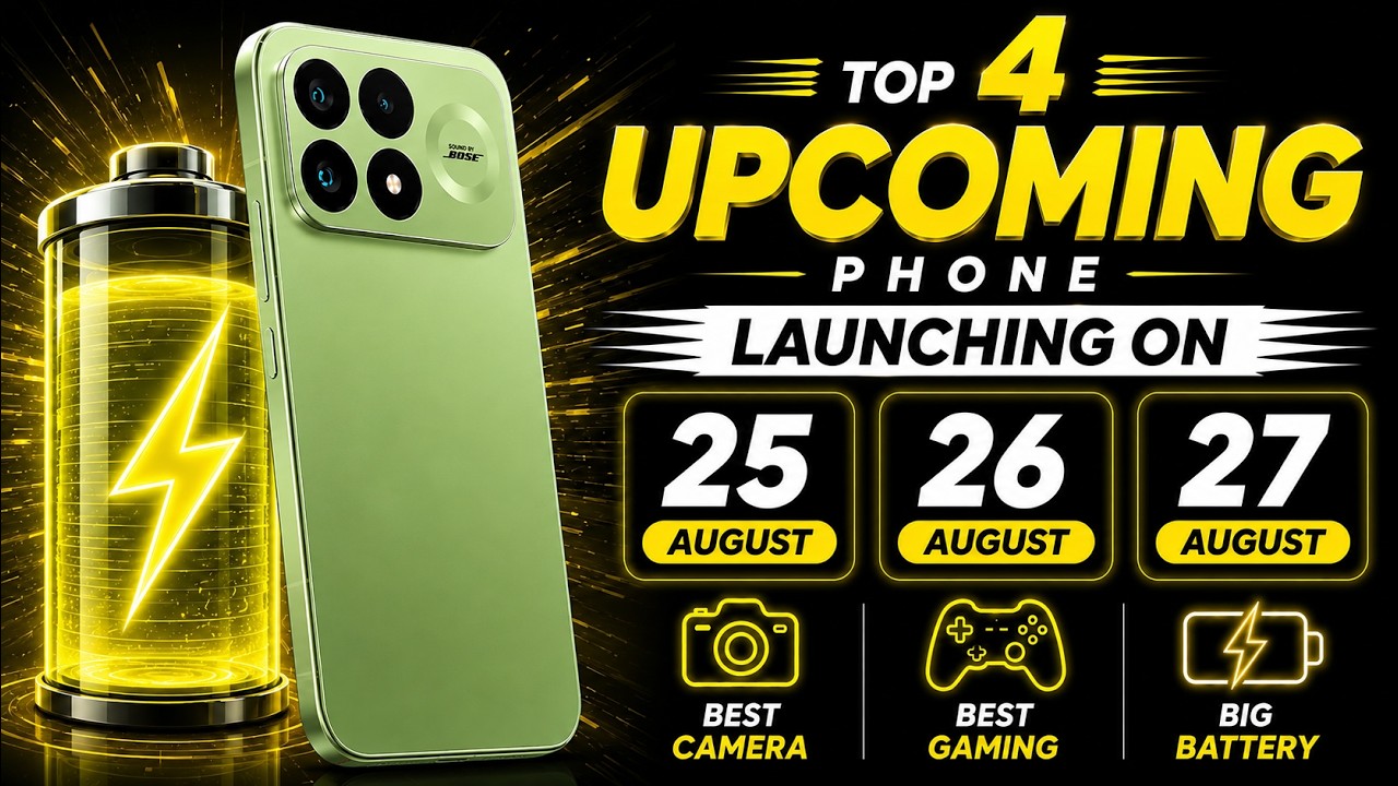 Top 4 UpComing Phones Launching On 25,26,27 August 2026 🔥 Big Battery, Best Camera & Gaming!