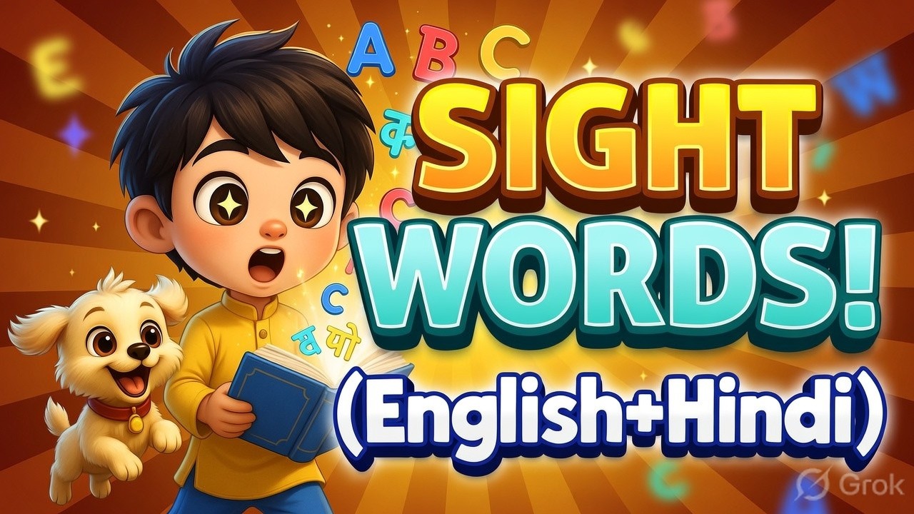 🌟 Learn English with Hindi | Simple Sight Words for Kids | Bilingual Kids | Read and Repeat📚